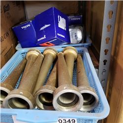 6 VOLVO HALOGEN FOG LIGHTS AND TRAY OF FIRE HOSES NOZZLES