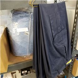 5 PAIRS OF WORK PANTS AND BAG OF DISPOSABLE COVERALLS