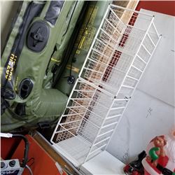 3 WHITE SHELFS W/ BASKETS
