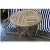 Image 2 : FOLDING WOOD PATIO TABLE AND 2 FOLDING PATIO CHAIRS