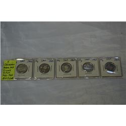 5 CANADIAN SILVER DIMES NEAR MINT .800 SILVER 1962-1966