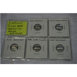 5 DIFFERENT SILVER BARS, VARIOUS CAR DESIGN .925 SILVER