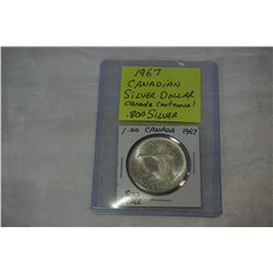 1967 CANADIAN SILVER DOLLAR CANADAS CENTENNIAL .800 SILVER