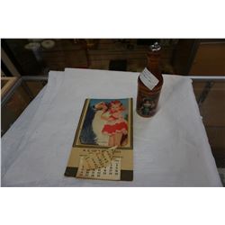 PEPSI COLA SALT AND PEPPER SHAKER, AC COLE CALENDAR, AND 2 PEN HOLDERS