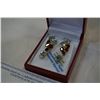 Image 2 : STERLING SILVER YELLOW GOLD PLATED GENUINE GARNET AND BLUE TOPAZ EARRINGS - 19.4CTS OF GEMSTONES W/ 