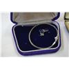 Image 3 : GOLD PLATED BANGLE W/ 2 PENDANTS AND RHINESTONE NECKLACE W/ EARRINGS