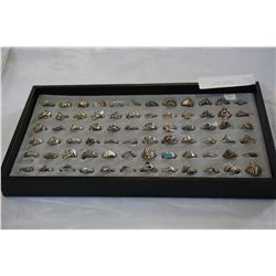 TRAY OF 72 STERLING SILVER RINGS - ALL STAMPED .925 SILVER