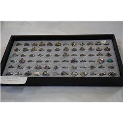 TRAY OF 72 STERLING SILVER RINGS - ALL STAMPED .925 SILVER