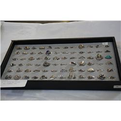 TRAY OF 72 STERLING SILVER RINGS - ALL STAMPED .925 SILVER