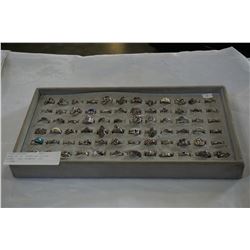 TRAY OF 72 STERLING SILVER RINGS - ALL STAMPED .925 SILVER