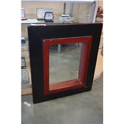 RED AND BLACK DECORATIVE MIRROR