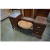 Image 2 : WALNUT VANITY W/ MIRROR AND STOOL