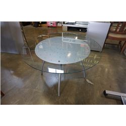 ROUND GLASS TOP TABLE W/ METAL BASE