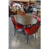 Image 1 : VINTAGE DINING TABLE W/ 6 RED LEATHER CHAIRS