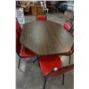 Image 2 : VINTAGE DINING TABLE W/ 6 RED LEATHER CHAIRS