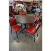 Image 3 : VINTAGE DINING TABLE W/ 6 RED LEATHER CHAIRS