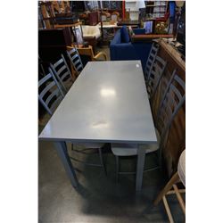 DINING TABLE W/ 6 METAL LADDER BACK CHAIRS