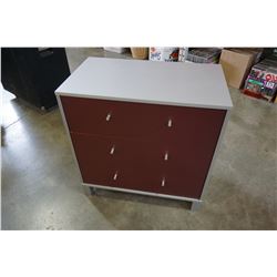 SILVER AND BURGUNDY 3 DRAWER DRESSER