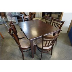 BROWN DINING TABLE W/ 6 CHAIRS