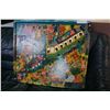 Image 1 : FOLK ART OIL ON WOOD "THE VILLAGE LIFE" PICTURE