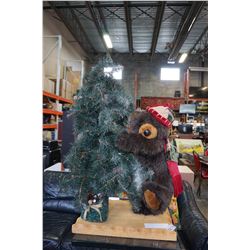 WELCOME BEAR HOLDING CHRISTMAS TREE