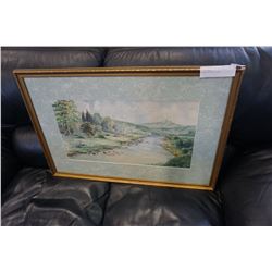 1938 SIGNED D.E. FEE WATER COLOUR IN GOLD FRAME