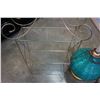 Image 3 : SMALL METAL STAND W/ GLASS SHELVES AND SPAGHETTI VINTAGE LAMP BASE