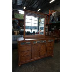 9 DRAWER SERVER W/ STONE INSERT DRAWERS AND MIRROR