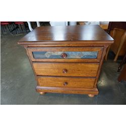 3 DRAWER NIGHTSTAND W/ STONE IN LAY DOOR