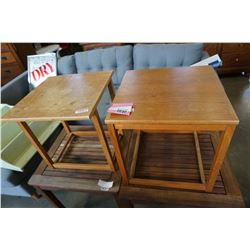 2 VINTAGE SQUARE TEAK ENDTABLES