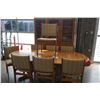 Image 1 : VINTAGE ROUND TEAK DINING TABLE, WITH 2 - 20 INCH EXTENSIONS, AND 8 VINTAGE UPHOLSTERED TEAK DINING 
