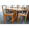 Image 3 : VINTAGE ROUND TEAK DINING TABLE, WITH 2 - 20 INCH EXTENSIONS, AND 8 VINTAGE UPHOLSTERED TEAK DINING 