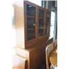 Image 1 : VINTAGE TEAK 2 PIECE GLASS DOOR DISPLAY/ SERVING CABINET, ILLUMINATED