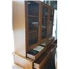Image 2 : VINTAGE TEAK 2 PIECE GLASS DOOR DISPLAY/ SERVING CABINET, ILLUMINATED