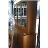 Image 3 : VINTAGE TEAK 2 PIECE GLASS DOOR DISPLAY/ SERVING CABINET, ILLUMINATED