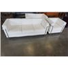 Image 1 : MODERN GENUINE LEATHER AND SOLID STAINLESS FRAMED SOFA, LOVESEAT, AND CHAIR, VERY GOOD QUALITY
