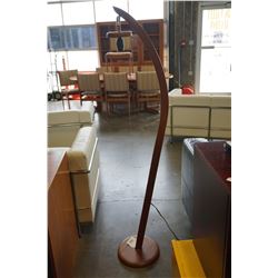 VINTAGE TEAK BOWED FLOOR LAMP, NO SHADE