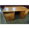 Image 1 : VINTAGE TEAK FINSH 3 DRAWER STUDENTS DESK WITH SIDE BOOKSHELF