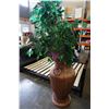 Image 1 : LARGE WICKER LOOK VASE W/ FLORALS