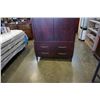 Image 2 : CANADIAN MADE SOLID MAPLE 2 PIECE WARDROBE CABINET WITH SHELF AND CLOTHES BAR, DARK MAHOGANY FINISH