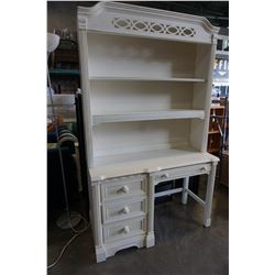 WHITE 4 DRAWER DESK W/ HUTCH TOP