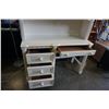 Image 3 : WHITE 4 DRAWER DESK W/ HUTCH TOP