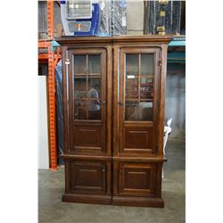 ASHLEY FLOOR MODEL 2 PIECE ILLUMINATED GLASS DOOR DISPLAY PIER UNIT, RETAIL $2749