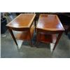 Image 1 : PAIR OF LEATHER INSERT 1 DRAWER END TABLES