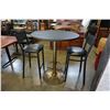 Image 1 : BRASS BASE BAR TABLE W/ 2 STOOLS