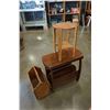Image 1 : VINTAGE 2-TIER OAK PLANT STAND AND 2 MAGAZINE STANDS
