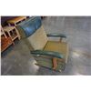 Image 3 : GREEN MID CENTURY LEATHER AND UPHOLSTERED ROCKER