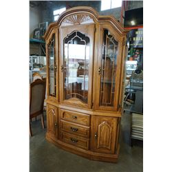 OAK CHINA CABINET AND HUTCH