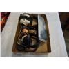 Image 1 : TRAY OF VINTAGE HEADPHONES AND MOTORCYCLE HELMET MIC