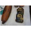 Image 2 : FIRST NATIONS SLIPPERS, SMALL CARVED TOTEM, AND BOWL W/ DREAMCATCHER